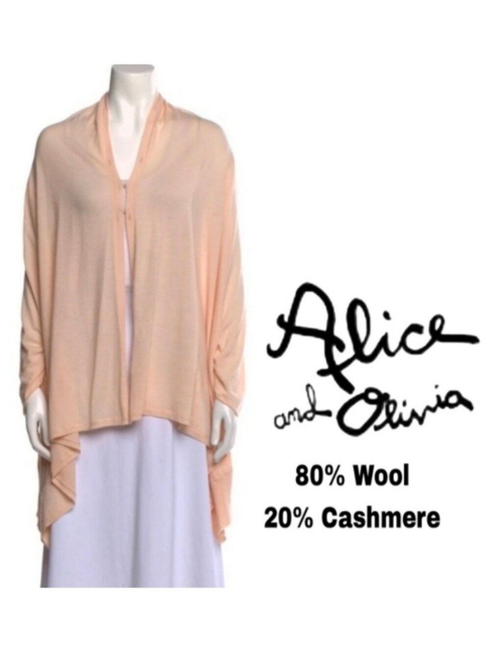 ALICE & OLIVIA Wool Cashmere CARDIGAN SWEATER Peaachy Pink M